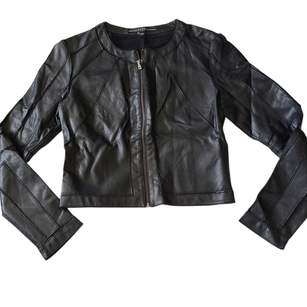 GUESS | FAUX LEATHER |MOTO JACKET | SIZE LARGE - Picture 2 of 11